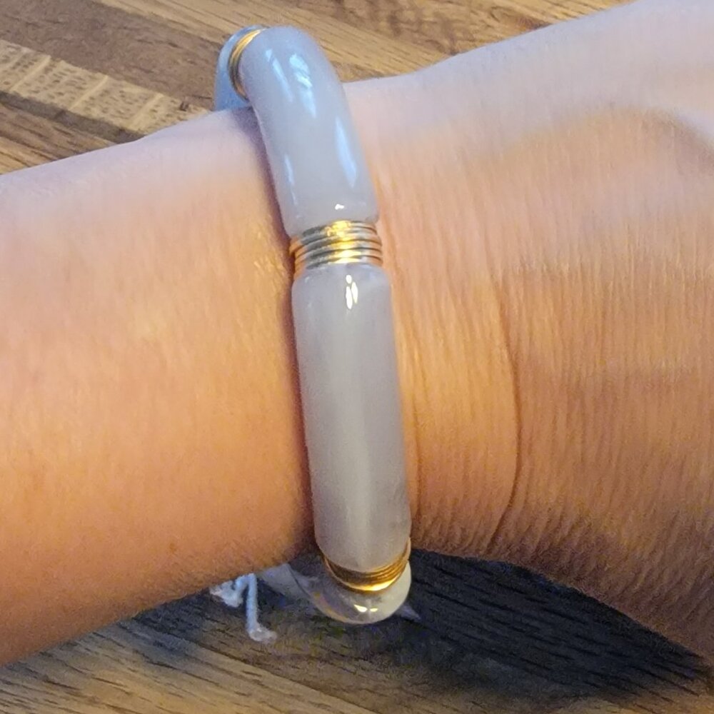 Meghan Browne Style Henry Gray Stretch Chunky Beaded Bracelet